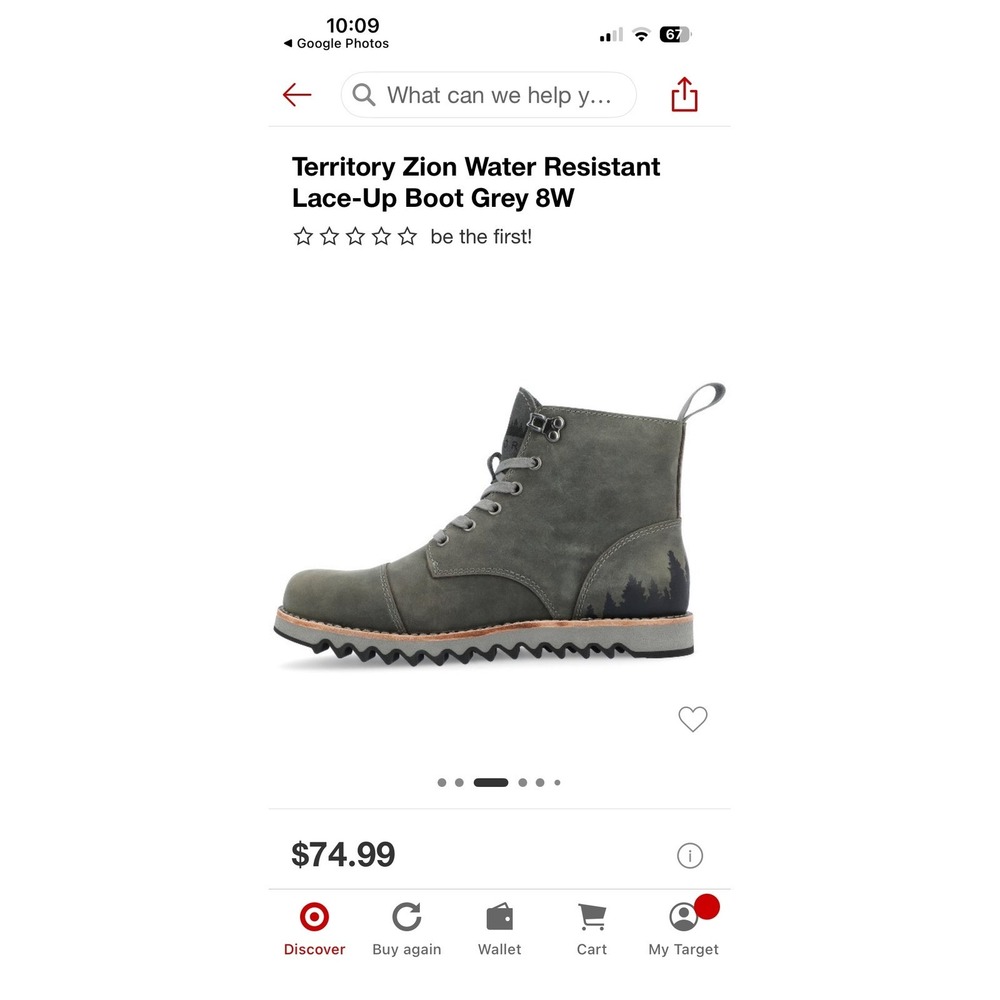 Territory Zion boots‎ Gray Leather Lace Up Ankle Boots Size WD 13 Rugged - Picture 14 of 14